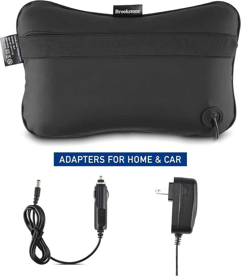 Brookstone Shiatsu Neck and Lumbar Massager Deep Kneading Massage Pillow with Heat  Neck Shoulder Leg Lumbar Portable Massager Electric Massage Pillow for Home Office Car - Image 2