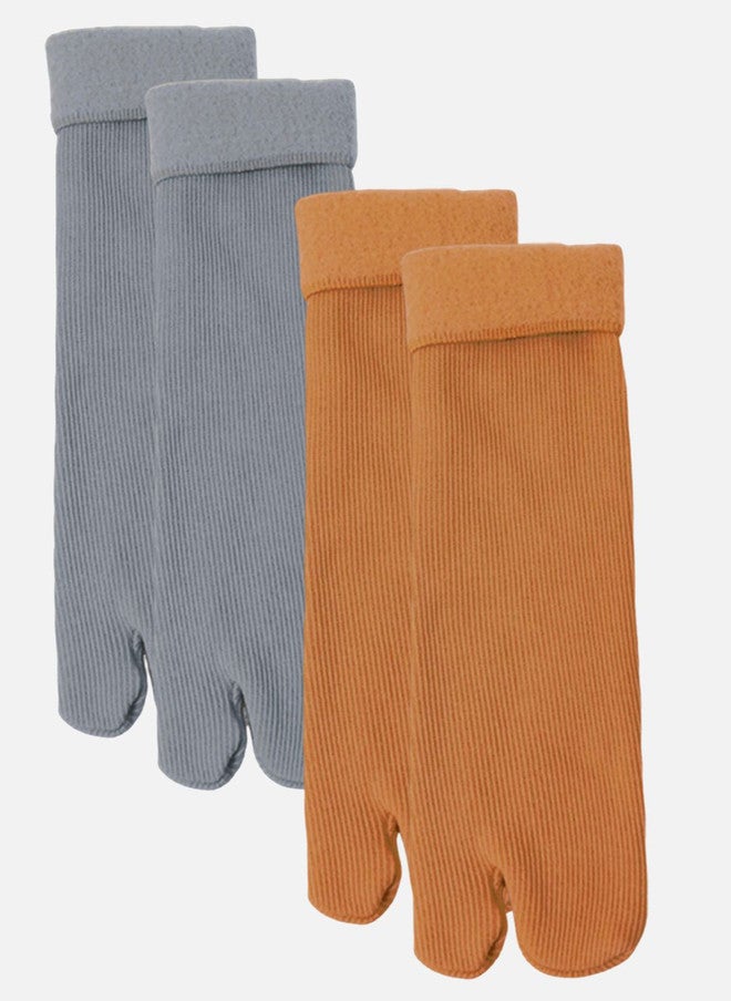 FIMS Women Pack Of 2 Striped Calf Length Thumb Socks - Image 1