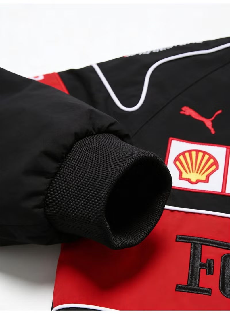 F1 x PUMA Racing Jacket - Black Retro Track Style, Embroidered Logo Badges, Windproof Fabric, Casual Streetwear Coat for Daily & Outdoor Styling - Image 5