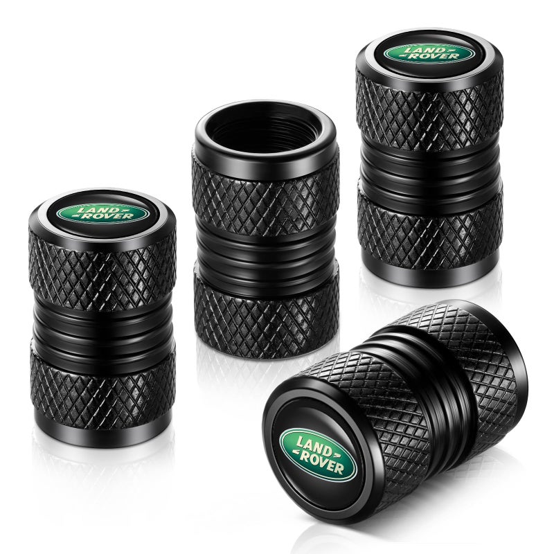 YHEESHIGN Tire Valve Stem Caps, Compatible with Land Rover Series Stem Cap Universal Car Air Cover Car Accessories for Cars, SUV, Truck, Motorcycles 4pcs ï¼ˆBlackï¼‰ - Image 1