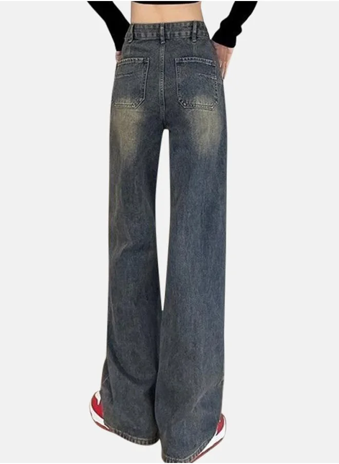 YUNIQEE Black Cotton Straight Fit High-Rise Jeans