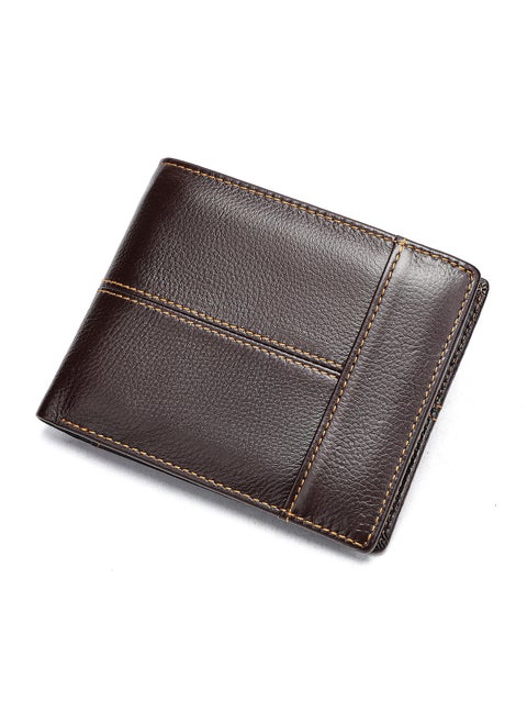 Men's Wallet Wallet Short top layer cowhide multi-slot men's wallet Coin Wallet Coffee