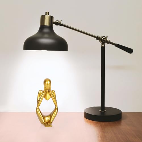 Ozzptuu Sandstone Resin Thinker Style Abstract Sculpture Statue Collectible Figurines Home Office Bookshelf Desktop Decor (Small Gold, Focus) - Image 3