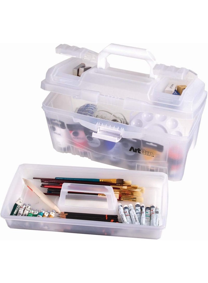 ArtBin 6918AH Twin Top 17 inch Supply Box, Portable Art & Craft Supply Organizer with Handle, [1] Plastic Storage Case, Translucent - Image 3