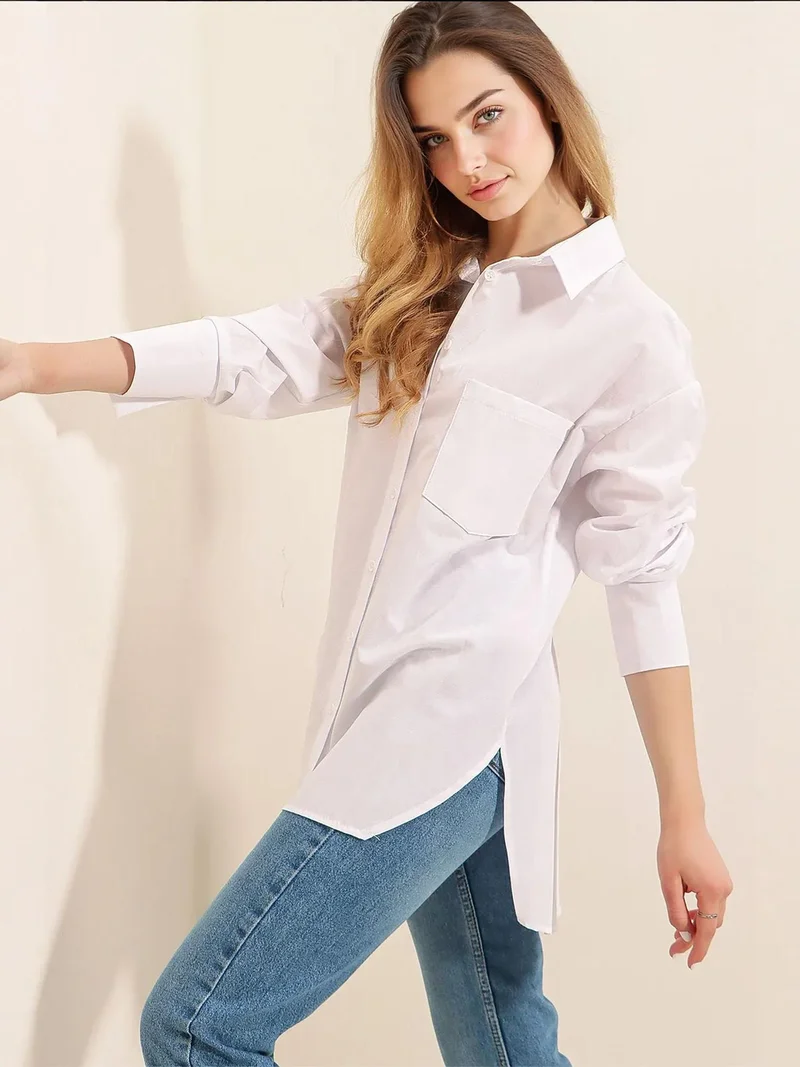 BIG DART BDART Loose Fit Poplin Button-Up Shirt with Pocket