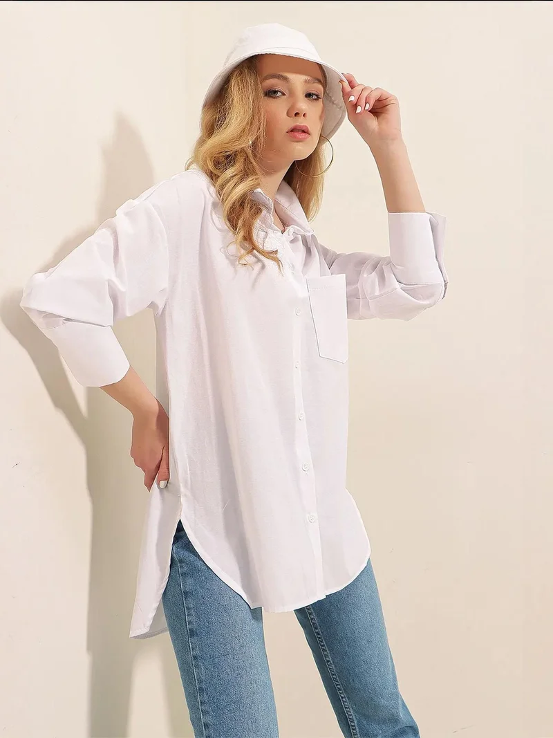 BIG DART BDART Loose Fit Poplin Button-Up Shirt with Pocket