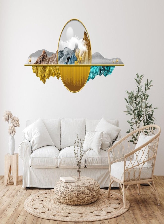 ESPcreation مجموعة ESP Creation المكونة من قطعتين: ملصقات جدارية ثلاثية الأبعاد لغزال مع جبل | شروق الشمس مع طائر محلق، مناسبة للردهة وغرفة النوم والمطبخ - Image 2