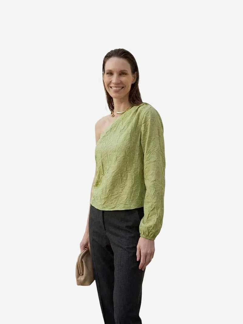 ماي فاشن MY FASHION Off-Shoulder Cut-Out Cotton Poplin Blouse