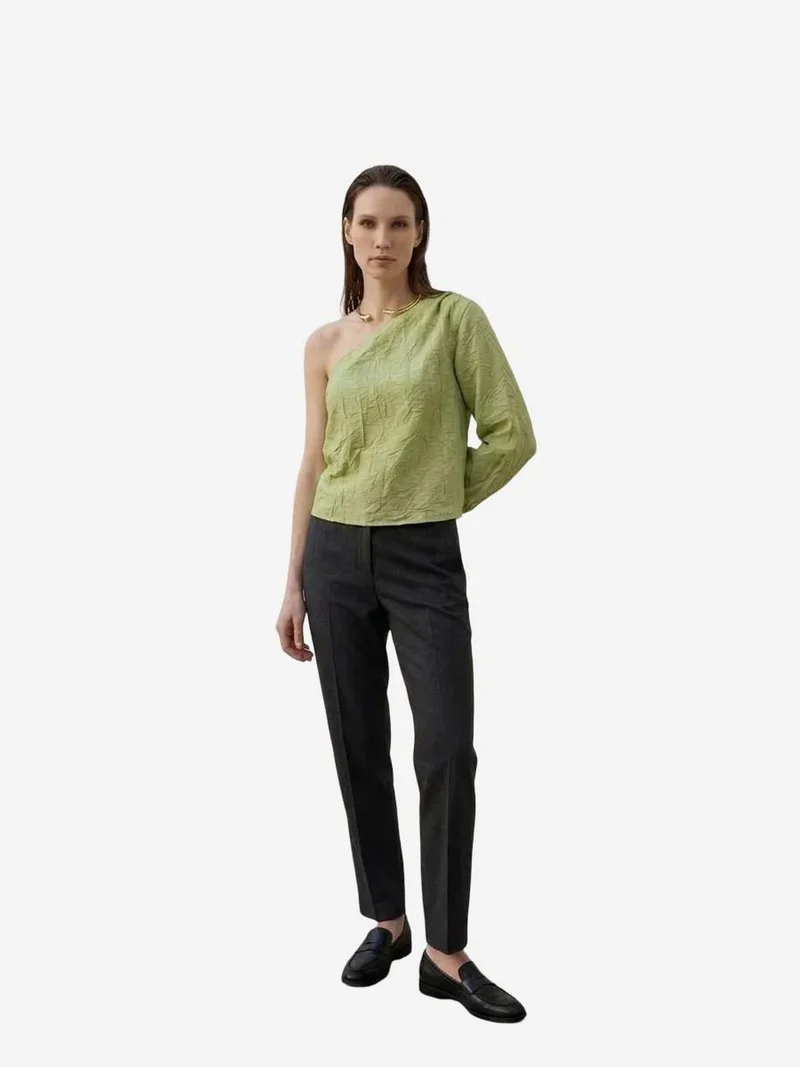 My Fashion Sage Green MY FASHION Off-Shoulder Cut-Out Cotton Poplin Blouse for Women | Best Price UAE