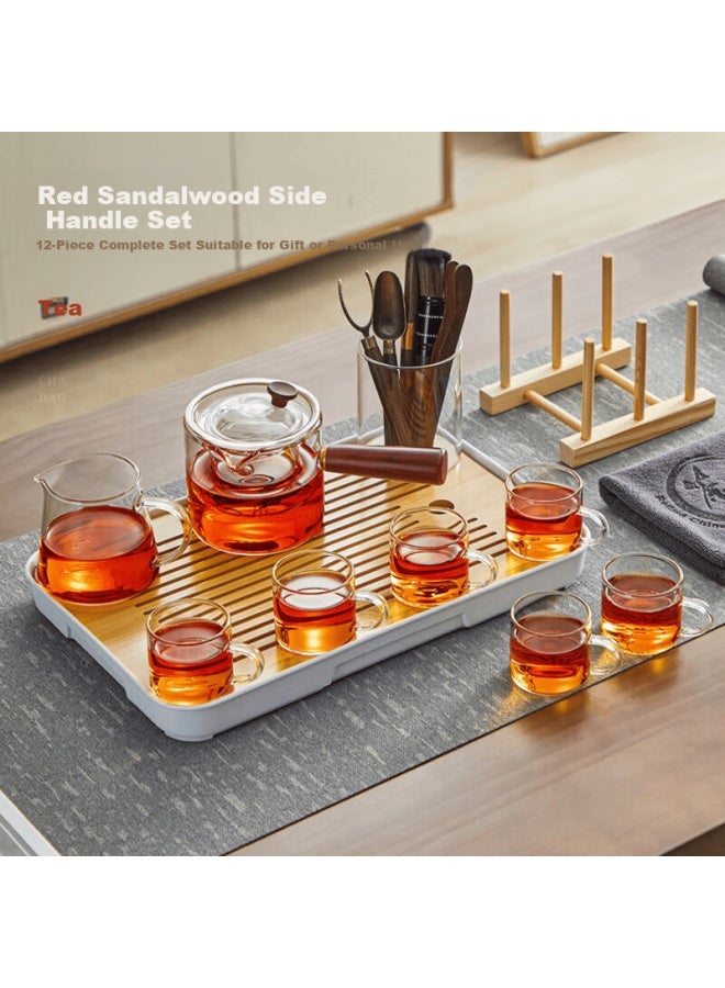 Yihutea Glass Tea Set, Complete Home Kung Fu Tea Cups, Teapot With Filter, Tea Tray For Office Use, Tea Brewing And Drinking Equipment - Image 3