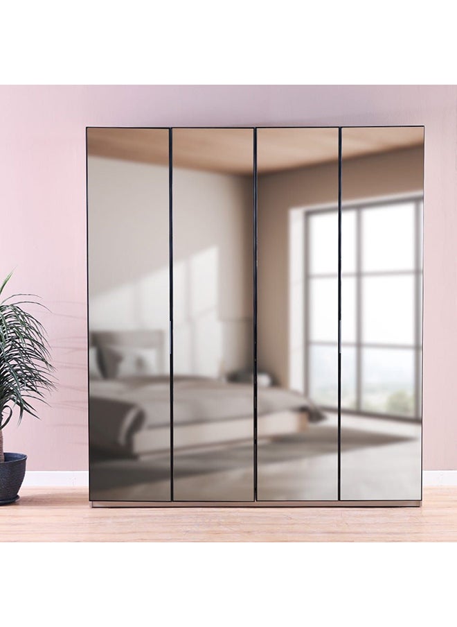 DANUBE HOME Defne 2 Meter Wardrobe Extra Sturdy Closet, Clothes Storage Cupboard Modern Design Space Saving Swing Door Cabinet For Bedroom L 203x61x230 cm  Cream/Black  - Image 1