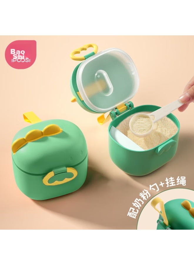 Bao Shi Baoshi Portable Baby Formula Container, Snack Storage Box, Complementary Food Organizer, Sealed Moisture-proof Container, Dinosaur Green - Image 1