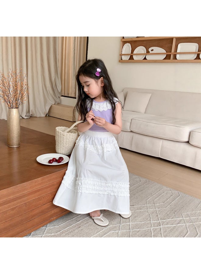 Girls Korean Retro Skirt Spring And Summer Fashionable Children's Skirt Versatile Retro Casual Skirt Ready For Sale