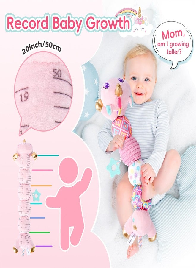 Lanbeby Unicorn Baby Toys 6-12 Months Infant Musical Stuffed Toys for Newborn Tummy Time Sensory toys for babies with Crinkle and Rattle 0-3-6-12 Months Old Baby Girl Must Have Christmas Birthday Gifts - Pink - Image 5