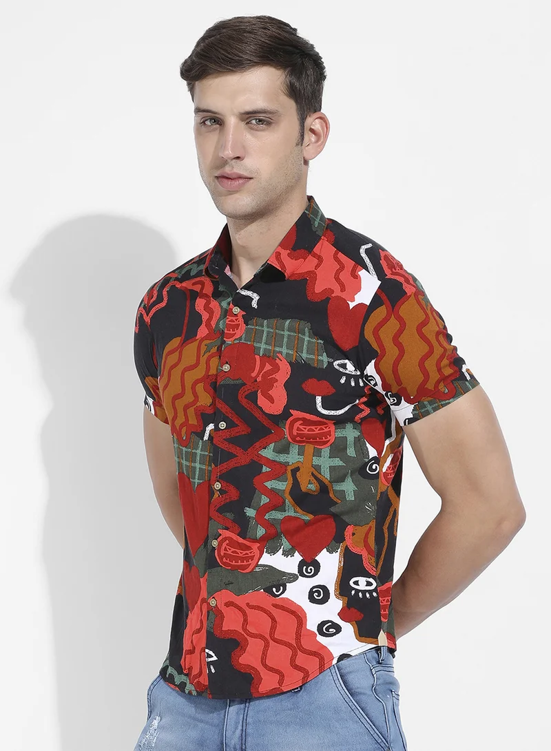 Campus Sutra Men's Multicolour Artistic Romance Shirt