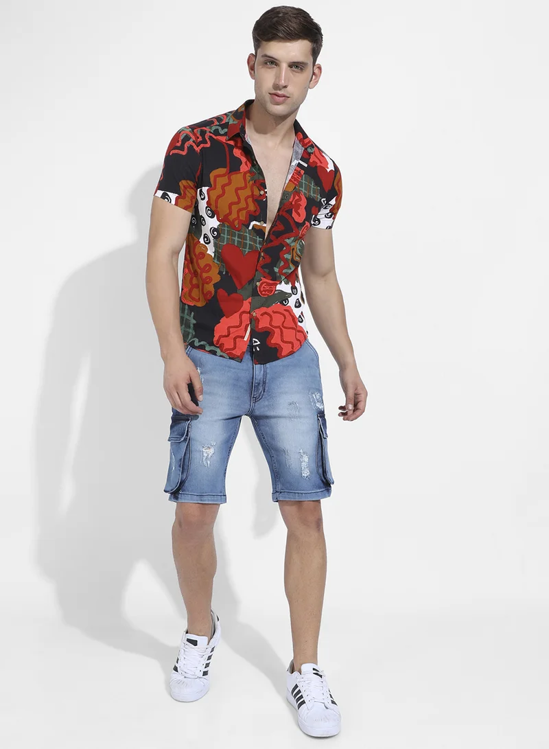 Campus Sutra Men's Multicolour Artistic Romance Shirt