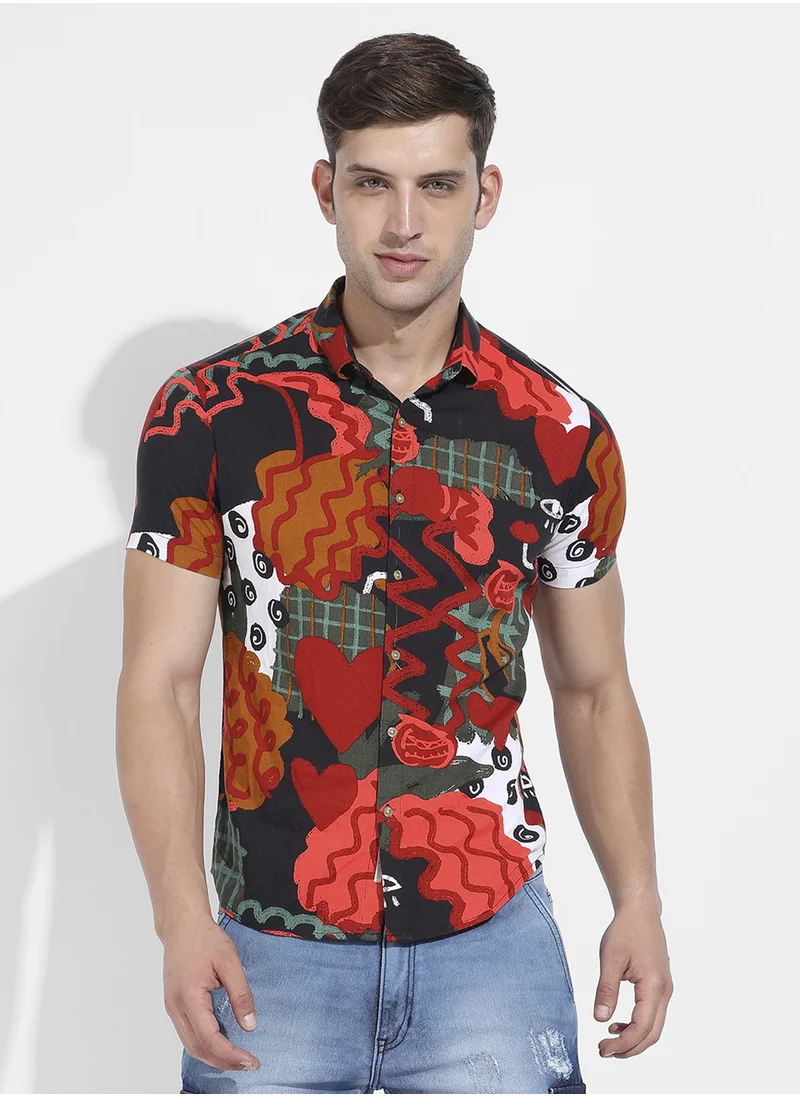 كامبوس سوترا Men's Multicolour Artistic Romance Shirt
