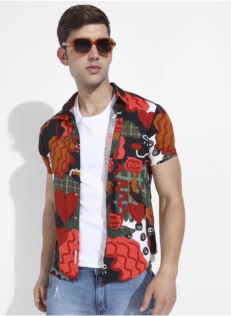 كامبوس سوترا Men's Multicolour Artistic Romance Shirt
