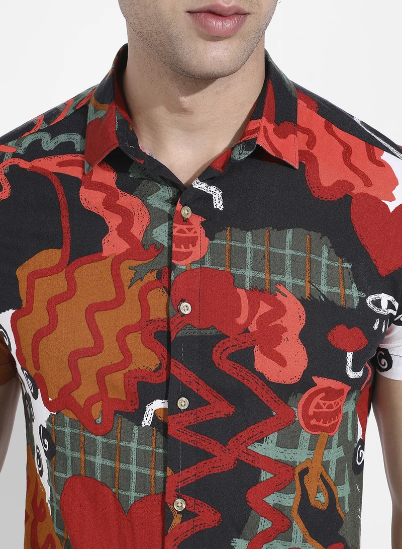 Campus Sutra Men's Multicolour Artistic Romance Shirt