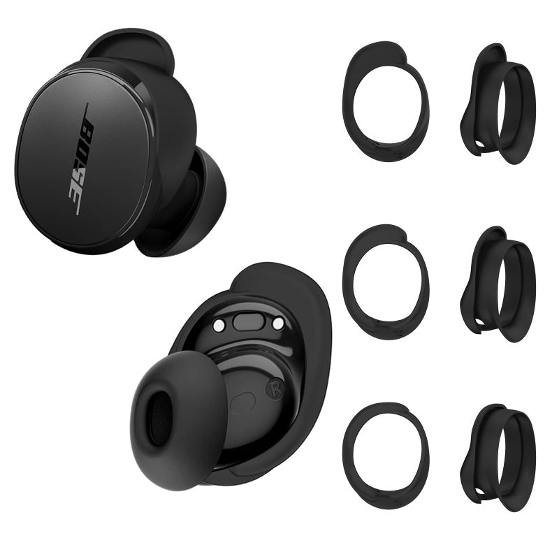 TUDIOW [3 Pairs] Ear Tips Covers for New Bose QuietComfort Earbuds, Sport Anti-Slip EarTips Silicone Anti Scratches Replacement Ear Covers Earbuds Accessories (S/M/L) (Black) - Image 1