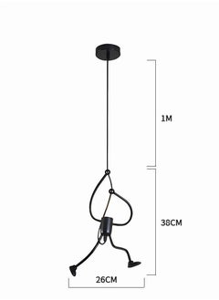 MIXDE Elegant Style Pendant Light,Creative Hanging Black Iron Man shaped Pendant Light With Adjustable Angle,Vintage Led Lamp With Light Bulb,Decorative Lights For Home  - Image 2