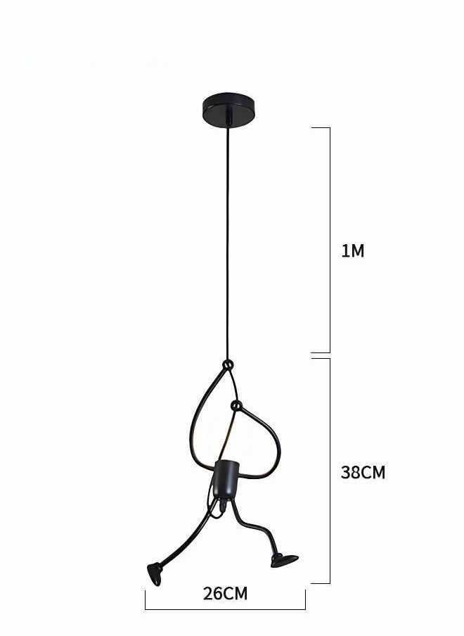 MIXDE Elegant Style Pendant Light,Creative Hanging Black Iron Man shaped Pendant Light With Adjustable Angle,Vintage Led Lamp With Light Bulb,Decorative Lights For Home  - Image 2