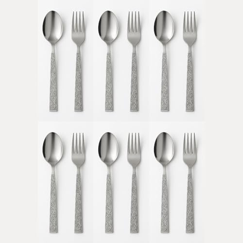 Wiaa Spoon and Fork Set Combo – 6 Spoons + 6 Forks | Stainless Steel Cutlery for Dining & Daily Use | Mirror Finish | Reusable Kitchen Flatware - Image 1