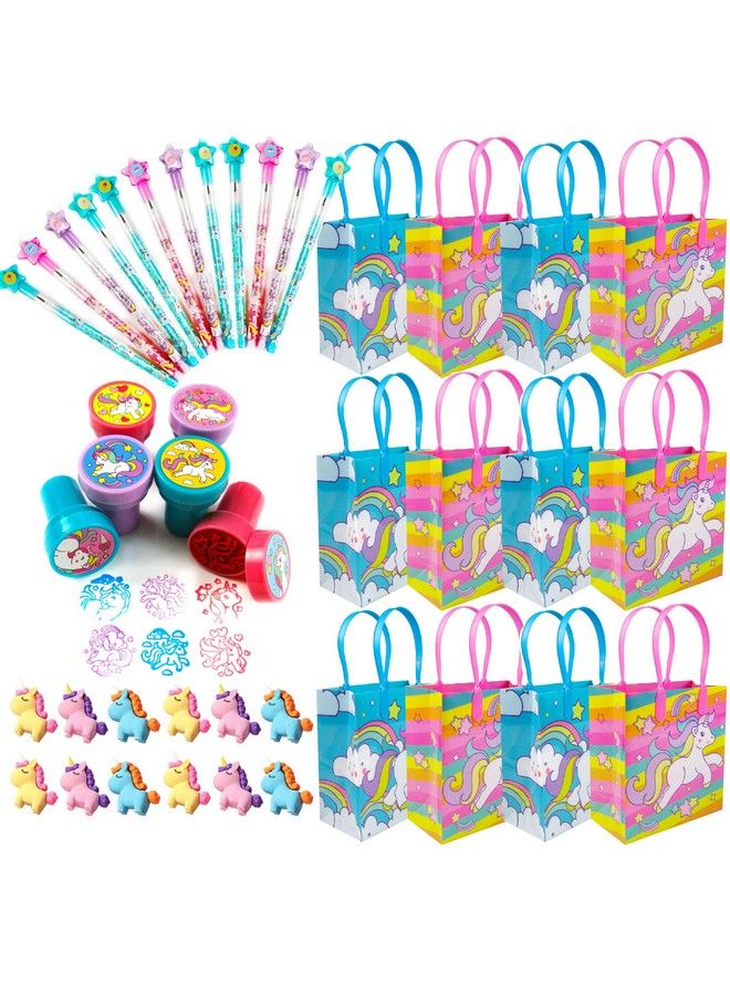 TINYMILLS Tiny Mills 60 Pack Unicorn Rainbow Birthday Party Favors Supplies Pinata Fillers For Girls Birthday Party Goodie Bag Stuffers Rewards Game Prizes Incl 12 Unicorn Goodie Candy Bags With Handles - Image 1