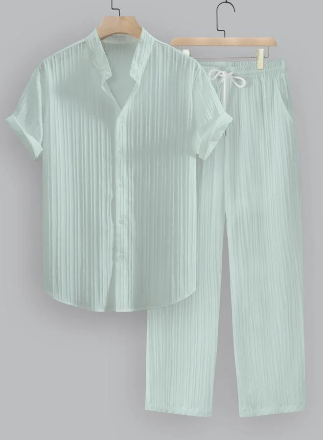 تايك تو طقم منسق من بنطال وقميص بتفاصيل بارزة الملمس