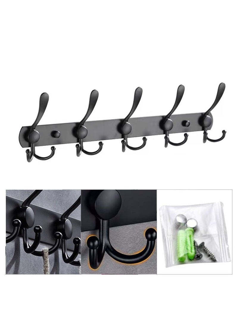 HomarKet - Stainless Steel Wall Mount Hook Hanger for Coat Robe Hat Clothes Towel Rack Black - Image 1
