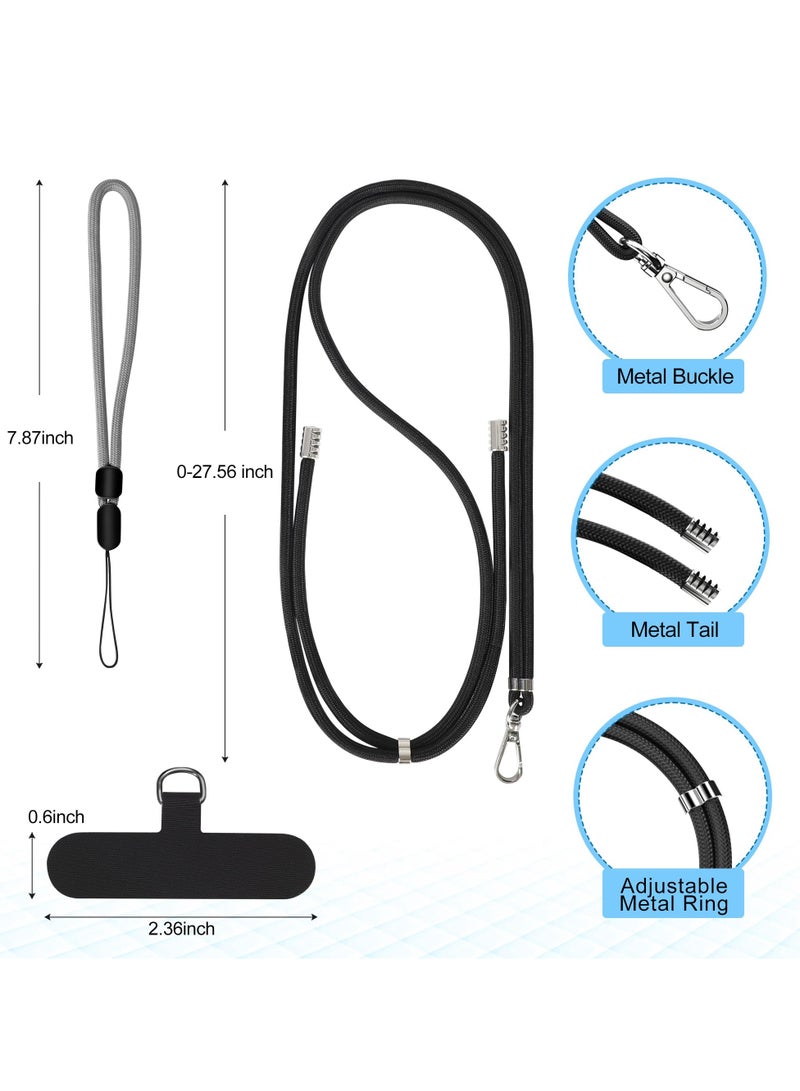 Phone Lanyard, 2 Pack Adjustable CellPhone Lanyard Crossbody Neck Strap and 2 Pack Phone Wrist Strap with Tether Tabs Compatible for iPhone Android Smartphones - Image 2