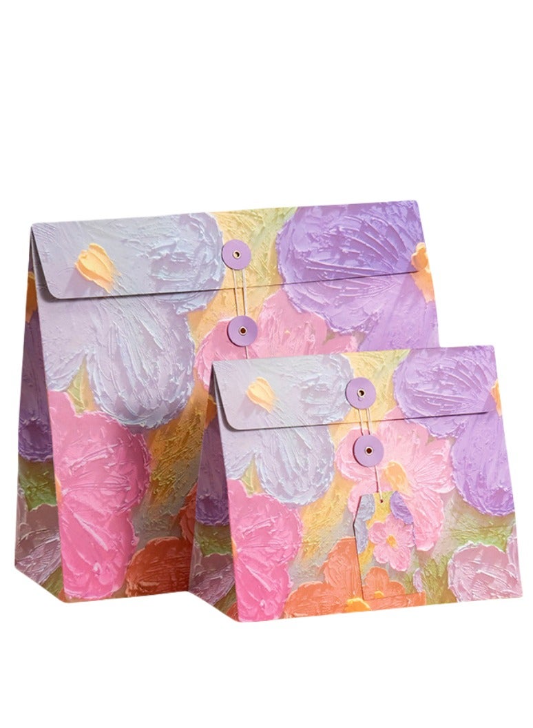Oil Painting Style Gift Bag, Birthday Gift Box, Envelope Packaging Bag, Creative Paper Gift Bag, Holiday Gift Box, Gift Bag（L） - Image 1
