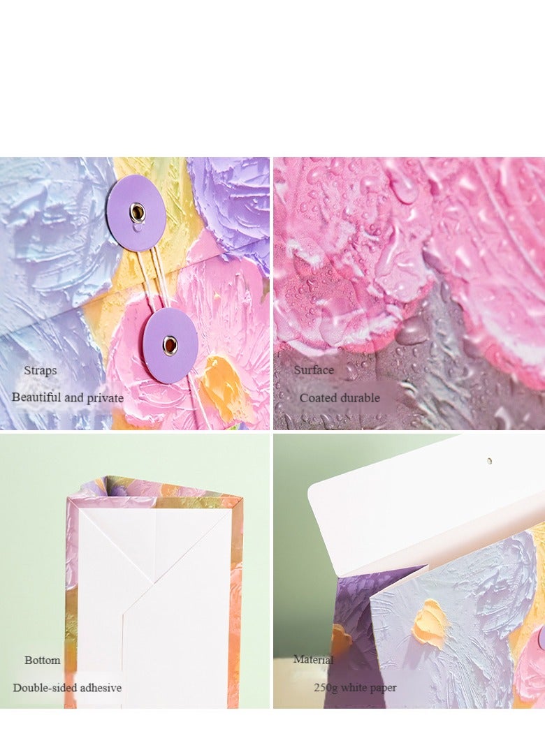 Oil Painting Style Gift Bag, Birthday Gift Box, Envelope Packaging Bag, Creative Paper Gift Bag, Holiday Gift Box, Gift Bag（L） - Image 2