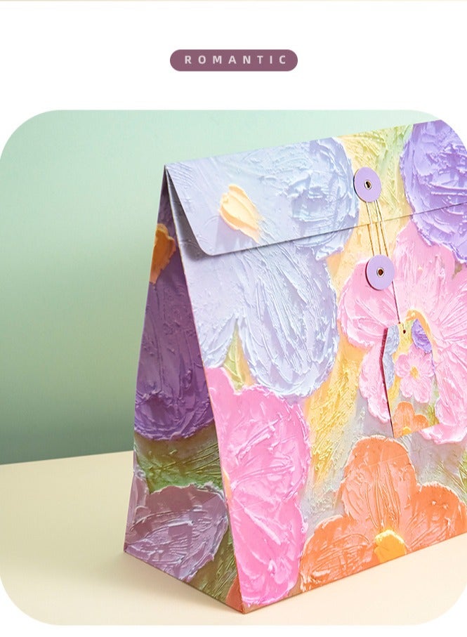 Oil Painting Style Gift Bag, Birthday Gift Box, Envelope Packaging Bag, Creative Paper Gift Bag, Holiday Gift Box, Gift Bag（L） - Image 3