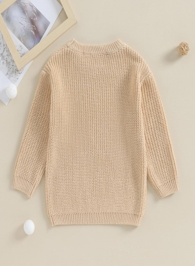 Yoawdats Toddler Baby Girl Boy Long Sleeve Knit Sweater Brothers Sisters Letter Embroidery Round Neck Pullover Fall Winter Tops (Little Brother Khaki, 0-3 Months) - Image 4