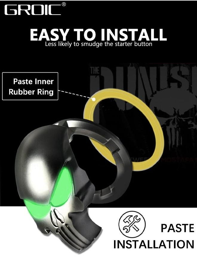 GROIC - Car Engine Start Stop Button Startup Button Cover,Push to Start Button Cover Punisher Skull,Car Ignition Button Cover,Anti Scratch Button Cover Protection Interior Decoration - Image 1