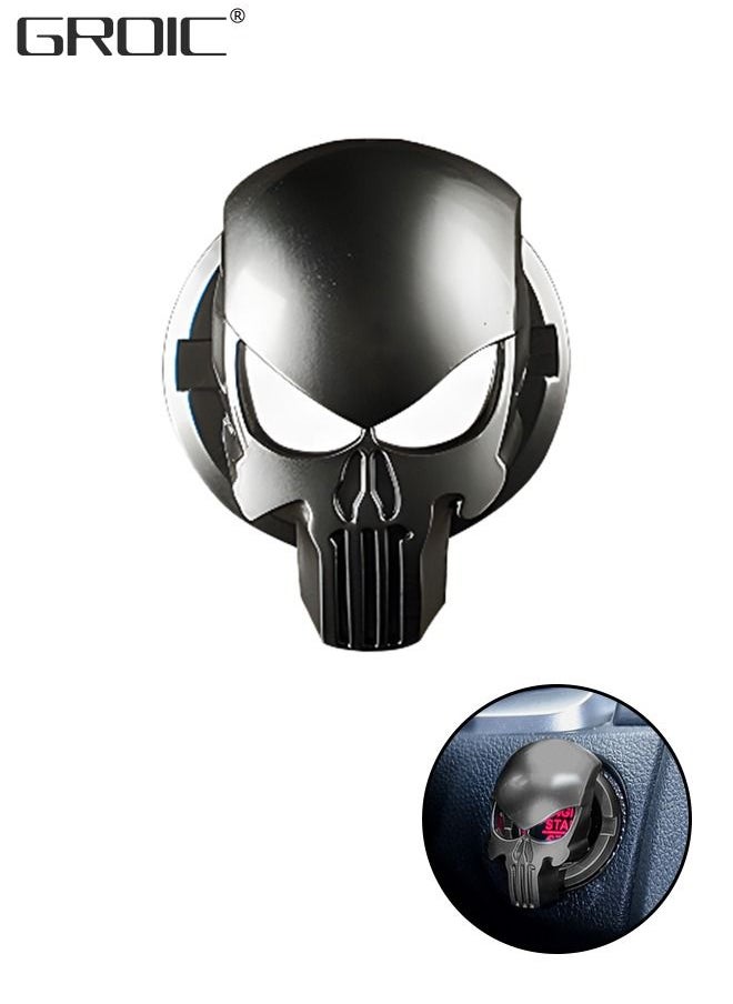 GROIC - Car Engine Start Stop Button Startup Button Cover,Push to Start Button Cover Punisher Skull,Car Ignition Button Cover,Anti Scratch Button Cover Protection Interior Decoration - Image 1