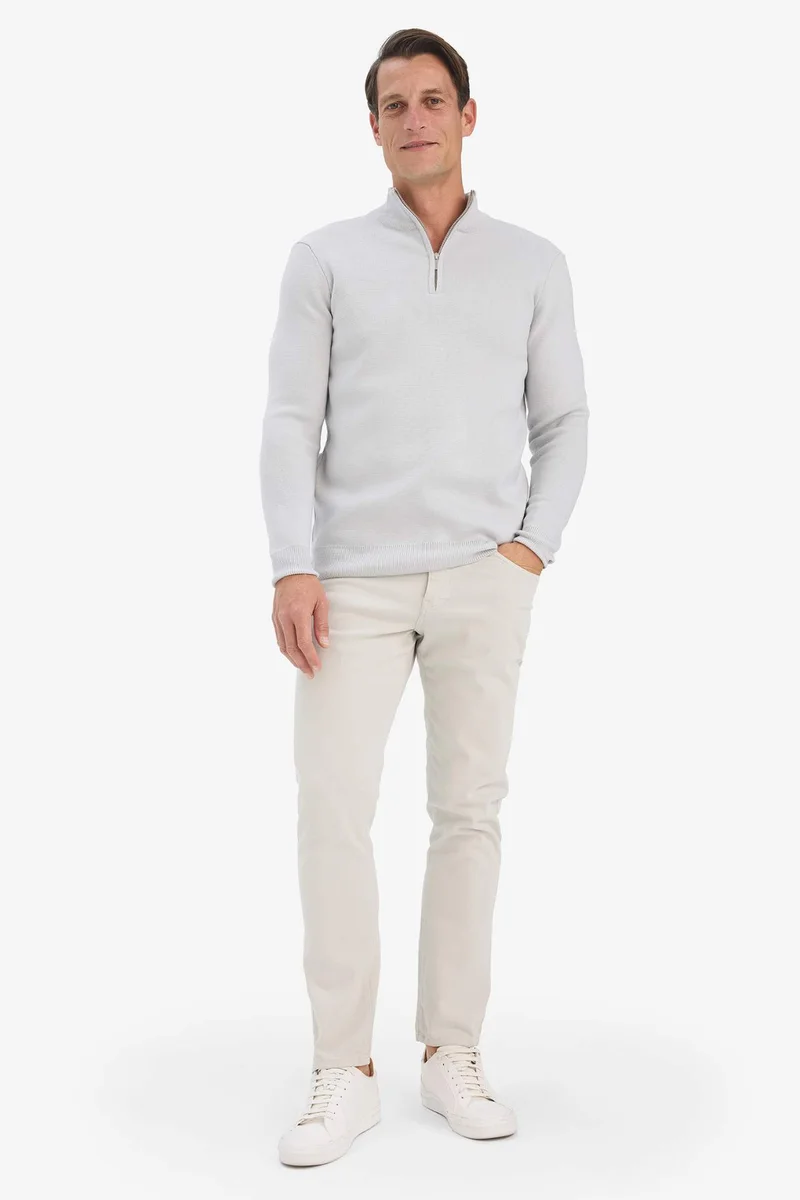 DeFacto Standard Fit Half Zippered Basic Knit Pullover