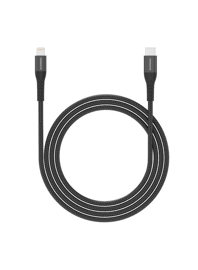 ريفرسونج كابل ريفر سونج Alpha من لايتنينج إلى USB-C موديل CL90 – طول 3 متر، شحن سريع 20 واط، تصميم نايلون مع سبائك الألومنيوم، لون أسود - Image 1