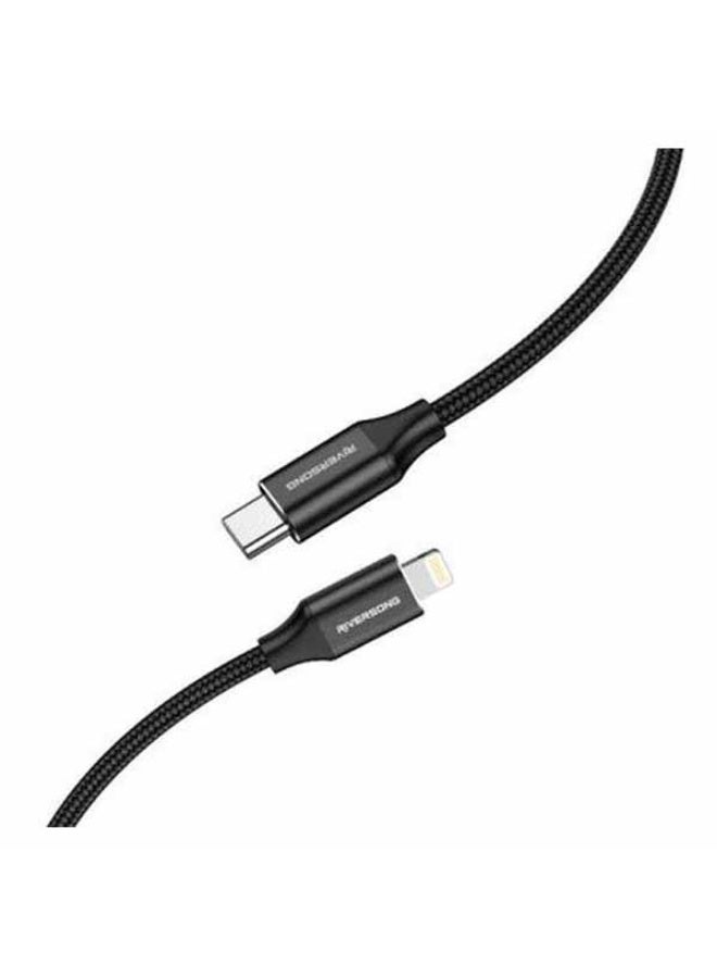 ريفرسونج كابل ريفر سونج Alpha من لايتنينج إلى USB-C موديل CL90 – طول 3 متر، شحن سريع 20 واط، تصميم نايلون مع سبائك الألومنيوم، لون أسود - Image 3