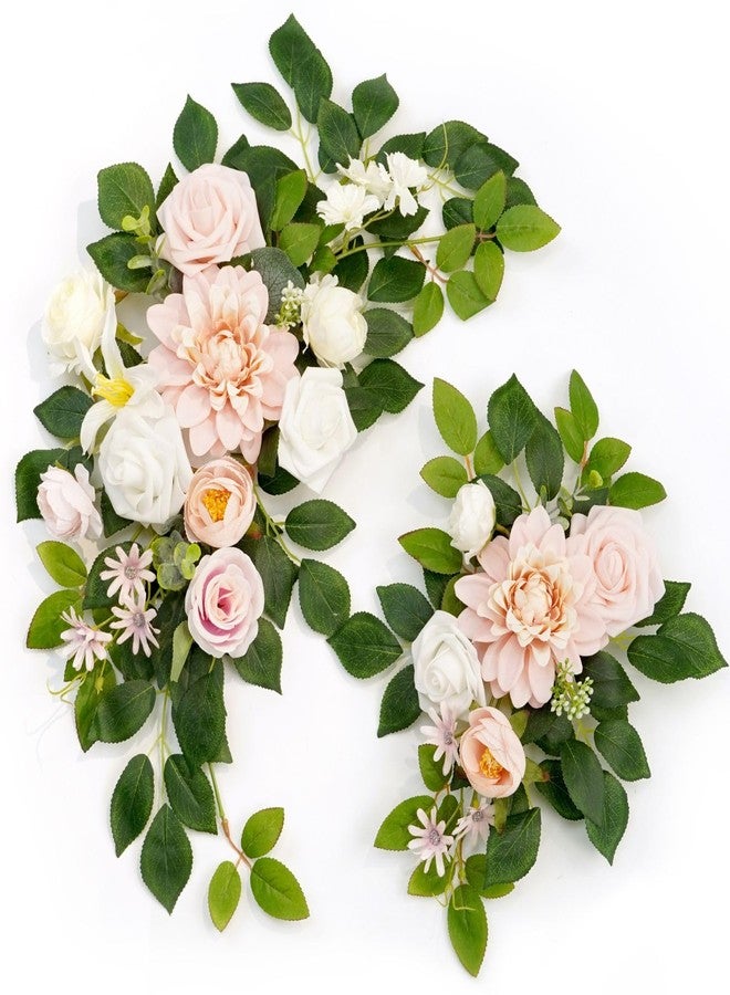 Piklado Wedding Decor (Pack of 2) Welcome Sign Flower Backdrop Garland for Ceremony Reception Wall Easel Home Decoration Entryway Faux Outdoor Board Head Table Decor (Blush) - Image 1