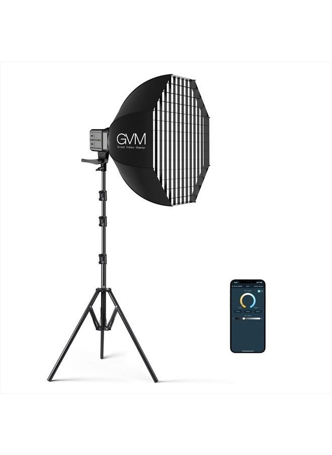 GVM Great Video Maker GVM SD80D 80W LED Video Light Kit with Softbox, Bowens Mount, CRI97+, 2700K-7500K Color Temperature, APP Control, and Tripod Stand for Video and Wedding Shooting  - Image 1