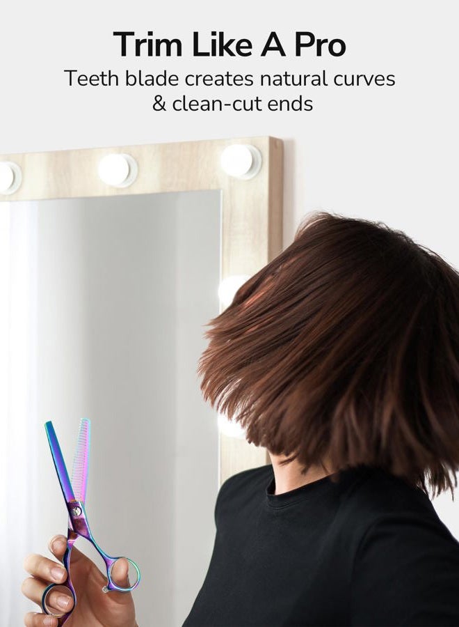 ULG Hair Cutting Scissors Rainbow Professional Hairdressing Scissors with Texturing Teeth for Hairdressing Salons, Salons and Home Use Hair Cutting Scissors for Hair Cutting Made - Image 2