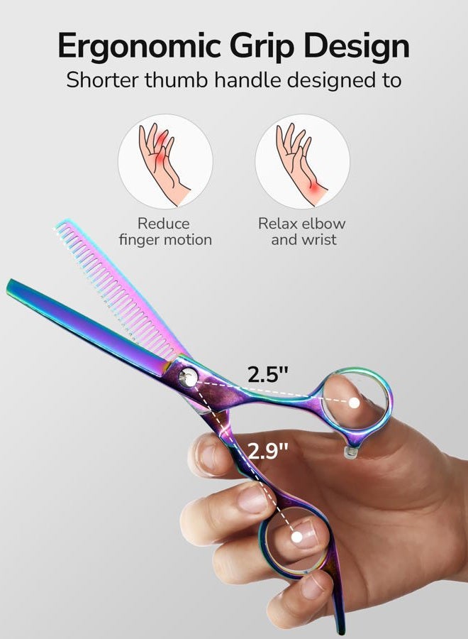 ULG Hair Cutting Scissors Rainbow Professional Hairdressing Scissors with Texturing Teeth for Hairdressing Salons, Salons and Home Use Hair Cutting Scissors for Hair Cutting Made - Image 4