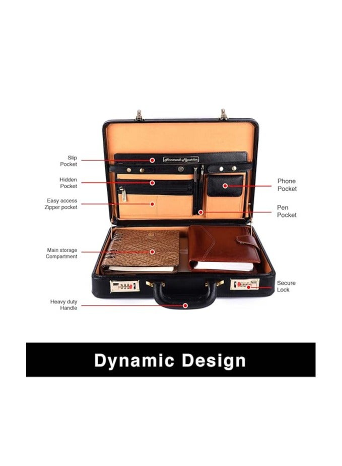  هاموندز فلاي كاتشر HAMMONDS FLYCATCHER Genuine Leather Briefcases With Combination Lock| D-L:17"H:12.5"B:3" - Image 3