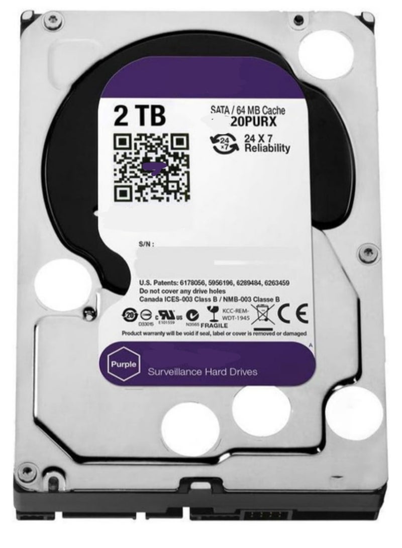 Digital Surveillance Hard Disk Drive | 2TB Storage Capacity | Purple