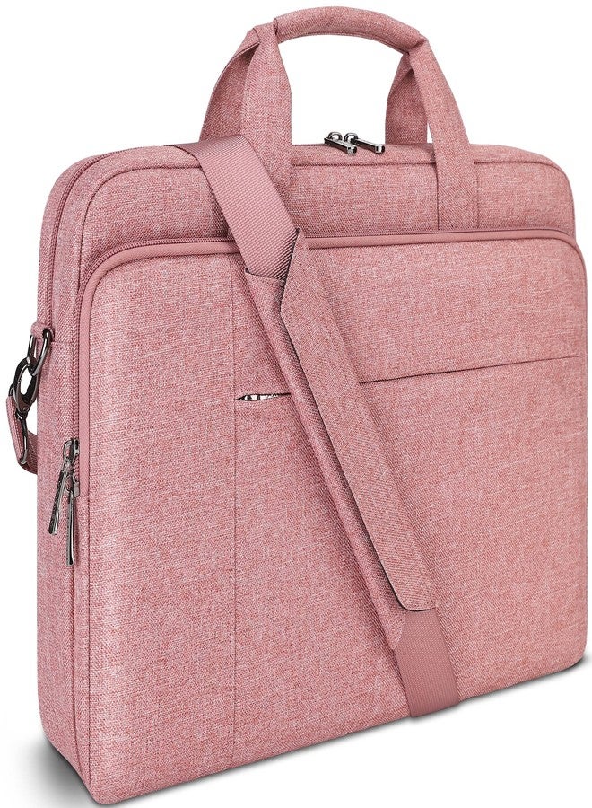 DOMISO 17.3 inch Laptop Messenger Bag Tote Bag for Women for Men,Business Travel Work Computer Bag Chromebook Case Briefcase,Compatible with 17 inch HP Dell Lenovo ASUS,Pink - Image 1