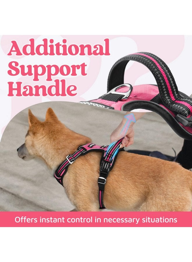 rabbitgoo Dog Harness Medium Sized, No Pull Dog Vest Harness with 3 Buckles, Adjustable Soft Padded Pet Harness with Easy Control Handle and Reflective Strips, Pink, M - Image 5
