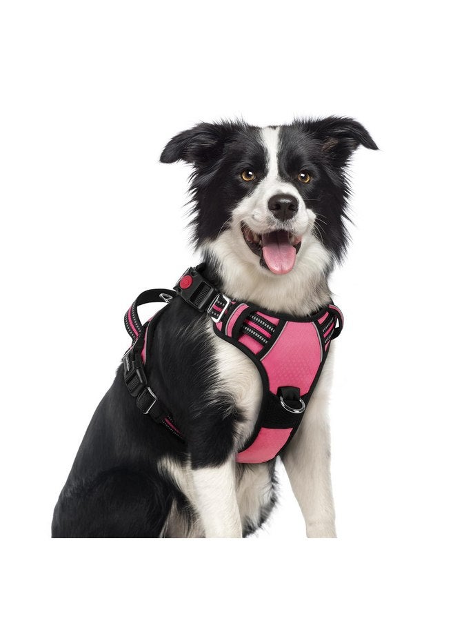 rabbitgoo Dog Harness Medium Sized, No Pull Dog Vest Harness with 3 Buckles, Adjustable Soft Padded Pet Harness with Easy Control Handle and Reflective Strips, Pink, M - Image 1