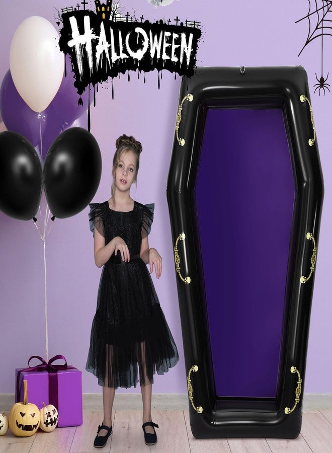 Aoriher Wednesday Party Decoration Halloween Purple Inflatable Coffin 52 Inch Cooler Fake Coffin Floatie Drink Ice Chest Buffet Bucket Beverage Cooler for Pool Picnic Barbecue Holiday Party Supplies - Image 3